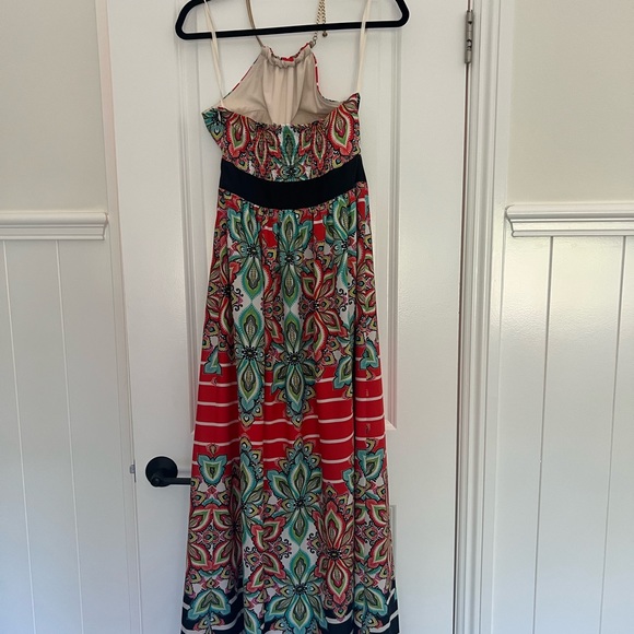 Eliza J Paisley Floral Maxi Dress Halter Necklace. - Picture 3 of 5